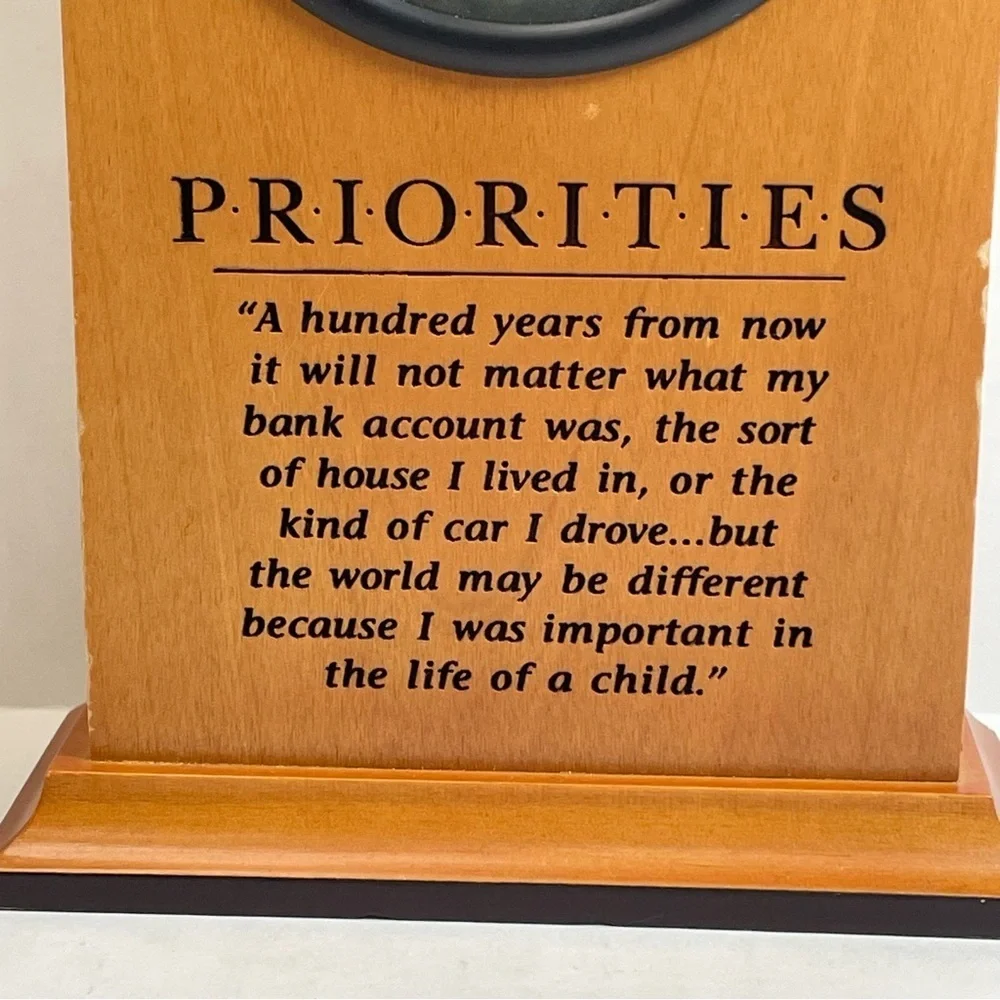 Wooden Inspirational desk clock with Quote Used. See photos for condition.